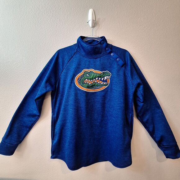 Florida Gators Blue Heathered Marled Side Snap Womens Pullover Sz Large Coloseum - Picture 3 of 10